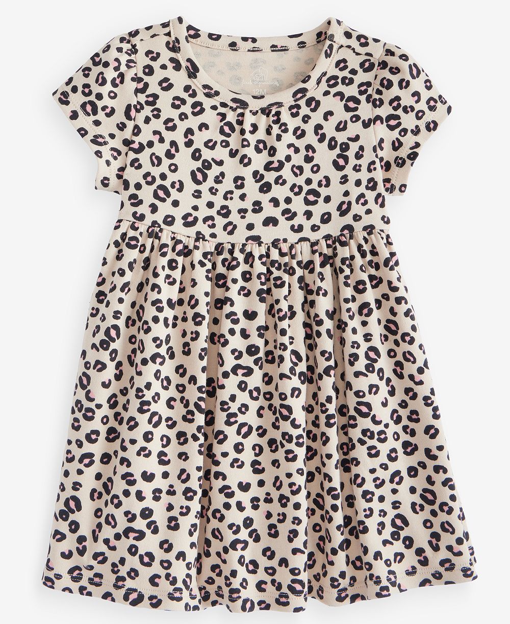 Детское хлопковое платье First Impressions 0M-24M Short-Sleeve Leopard-Print Cotton
