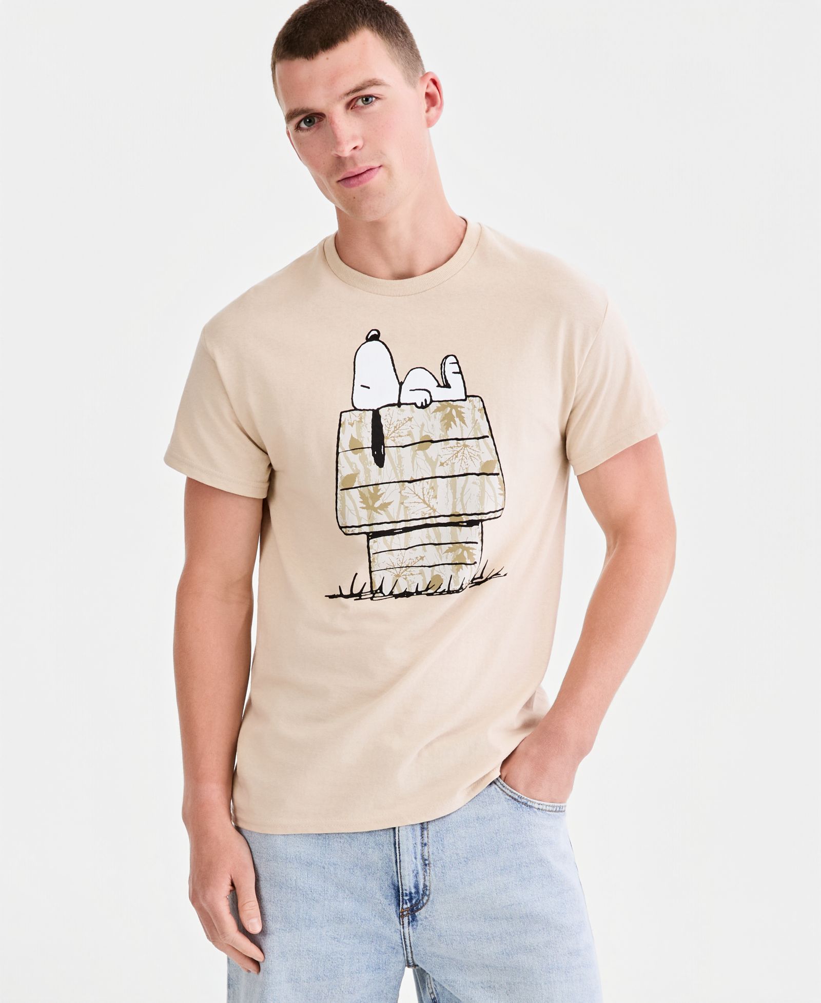 Sun + Stone Men's Cotton Snoopy Camo House Graphic T-Shirt, Macy's Exclusive