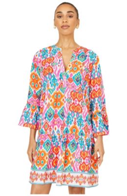 Yumi Женское пляжное платье-туника из вискозы с принтом Ikat