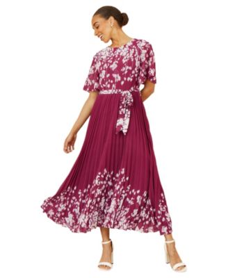 Yumi Women's Short Sleeve Pleated Midi Dress