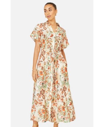 Yumi Women's Relaxed Boho Print Maxi Shirt Dress