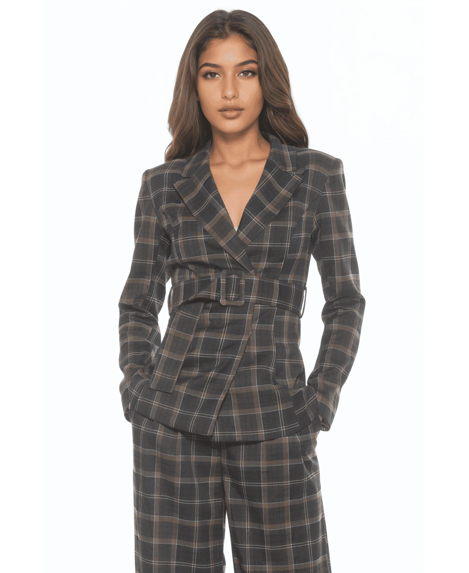 Alexia Admor Женский Janna Plaid Long Sleeve Longline Blazer
