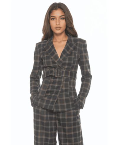 Alexia Admor Женский Janna Plaid Long Sleeve Longline Blazer