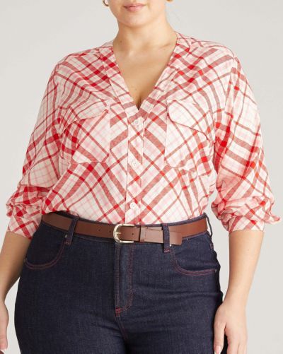 Universal Standard блузка Plus Size из купро с пуговицами