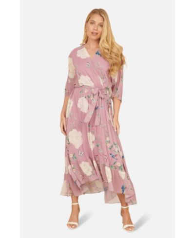 Женское миди платье-обертка Yumi Bird And Floral Print
