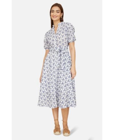 Yumi Women's Broderie Anglaise Midi Shirt Dress