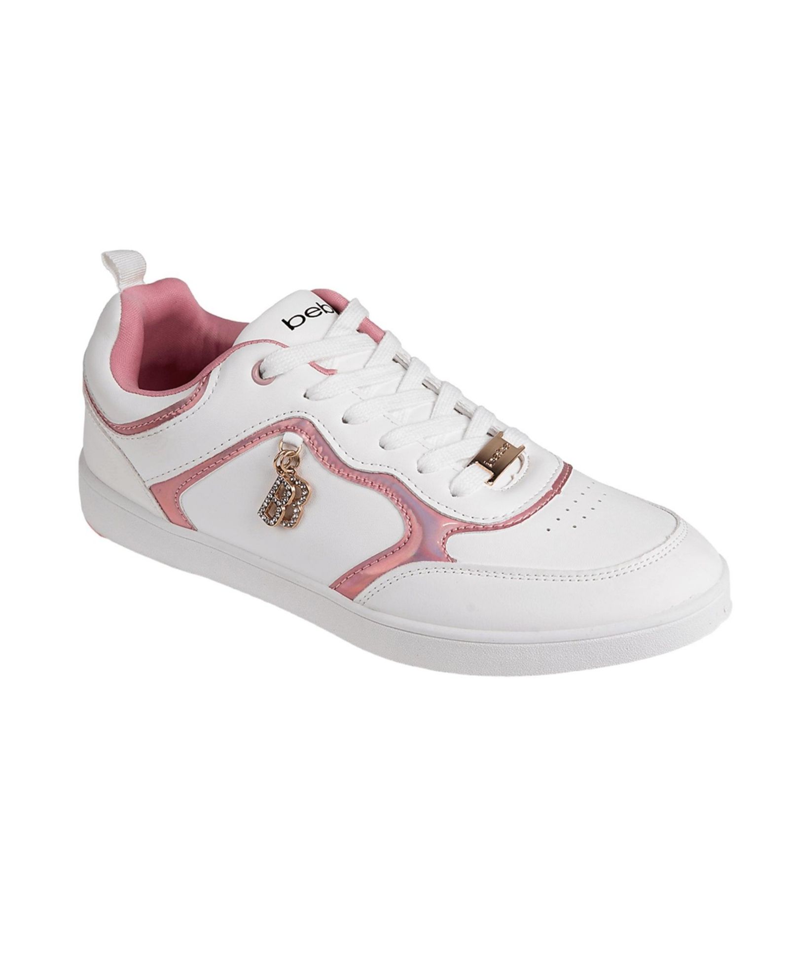 bebe Women's Stylish and Sparkly Sneaker with Rhinestone Dangle Charms