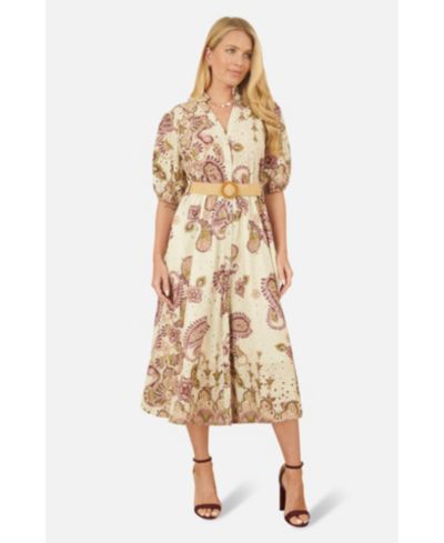 Yumi Women's Broderie Anglaise Cotton Midi Dress