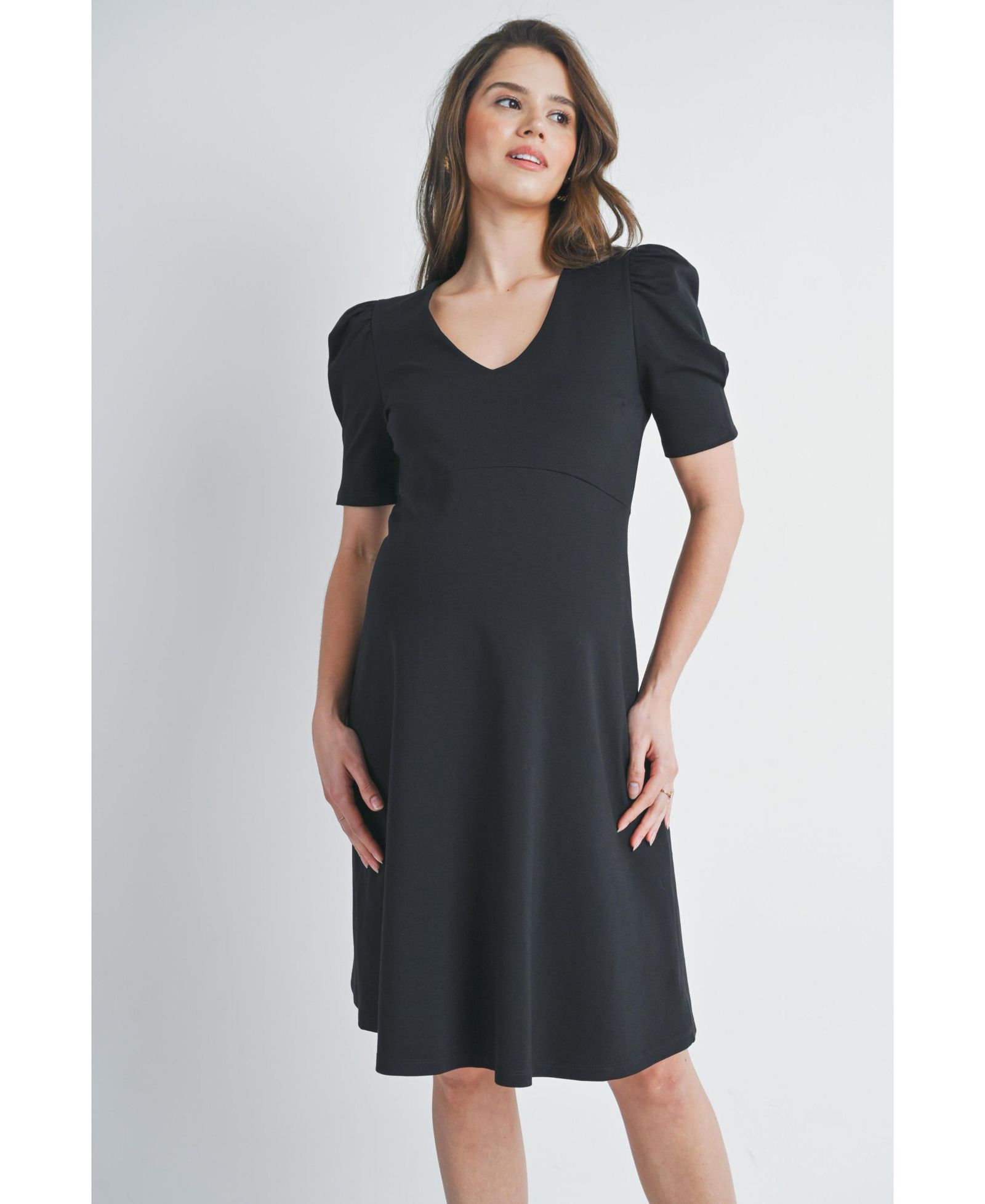 Платье Hello Miz Women's Maternity A-Line V Neck Empire Waist Puff Sleeve