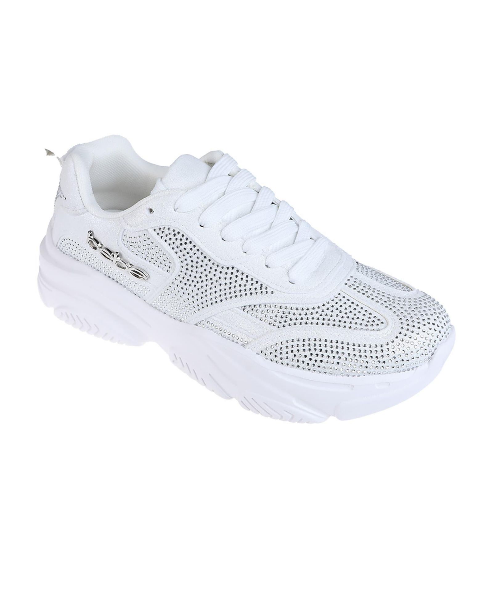 bebe Women's Sneaker with Mesh Upper and Rhinestones Embellishment