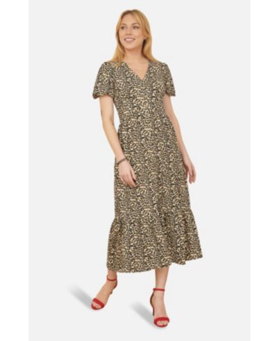 Yumi Women's Pleated Button Through Midi Dress