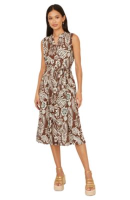 Yumi Women's Leaf Print Shirt Dress