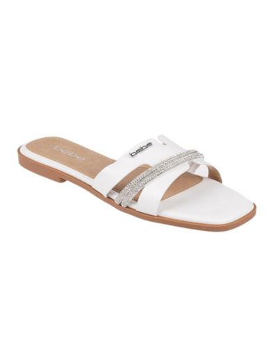 bebe Women's Fashion Sandal with Rhinestone Detail and bebe Rivet