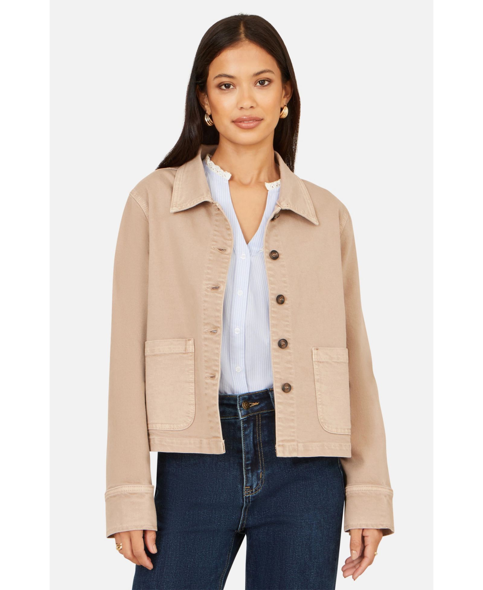 Yumi Women's Canvas Patch Pocket Jacket