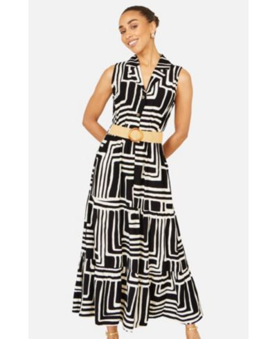 Yumi Women's Geo Print Midi Shirt Dress