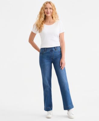 Style & Co Women's Shaping Pull-On Wide-Leg Jeans, Macy's Exclusive