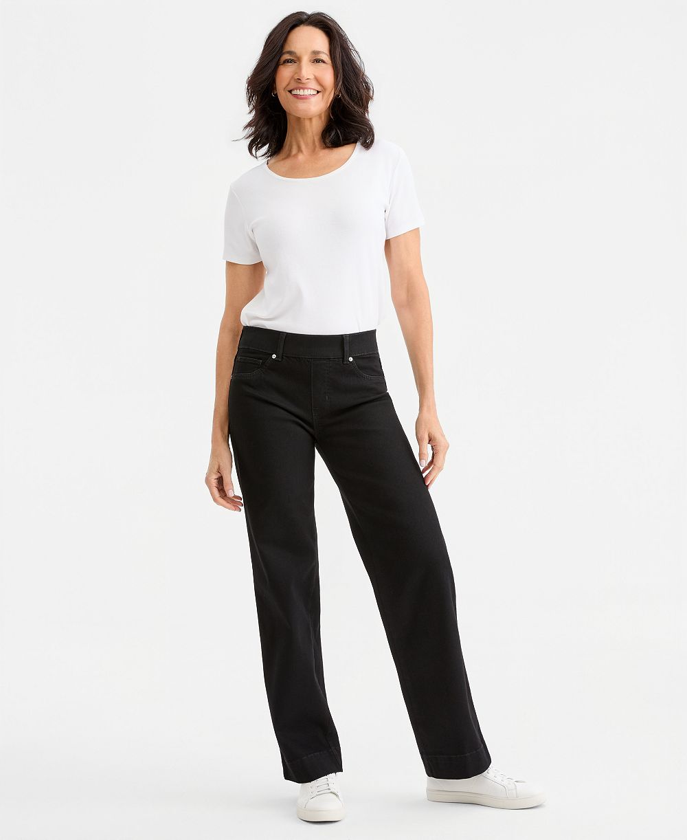Style & Co Women's Shaping Pull-On Wide-Leg Jeans, Macy's Exclusive