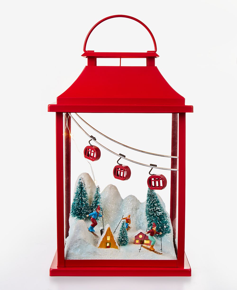 Holiday Lane Светодиодный металлический фонарь Heritage с зимним пейзажем, эксклюзив Macy's
