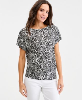 Женский трикотажный топ JM Collection Printed Boatneck Banded-Bottom