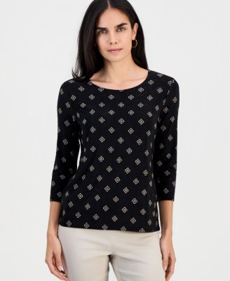JM Collection Petite Sofia джемпер Jacquard 3/4-Sleeve Tile