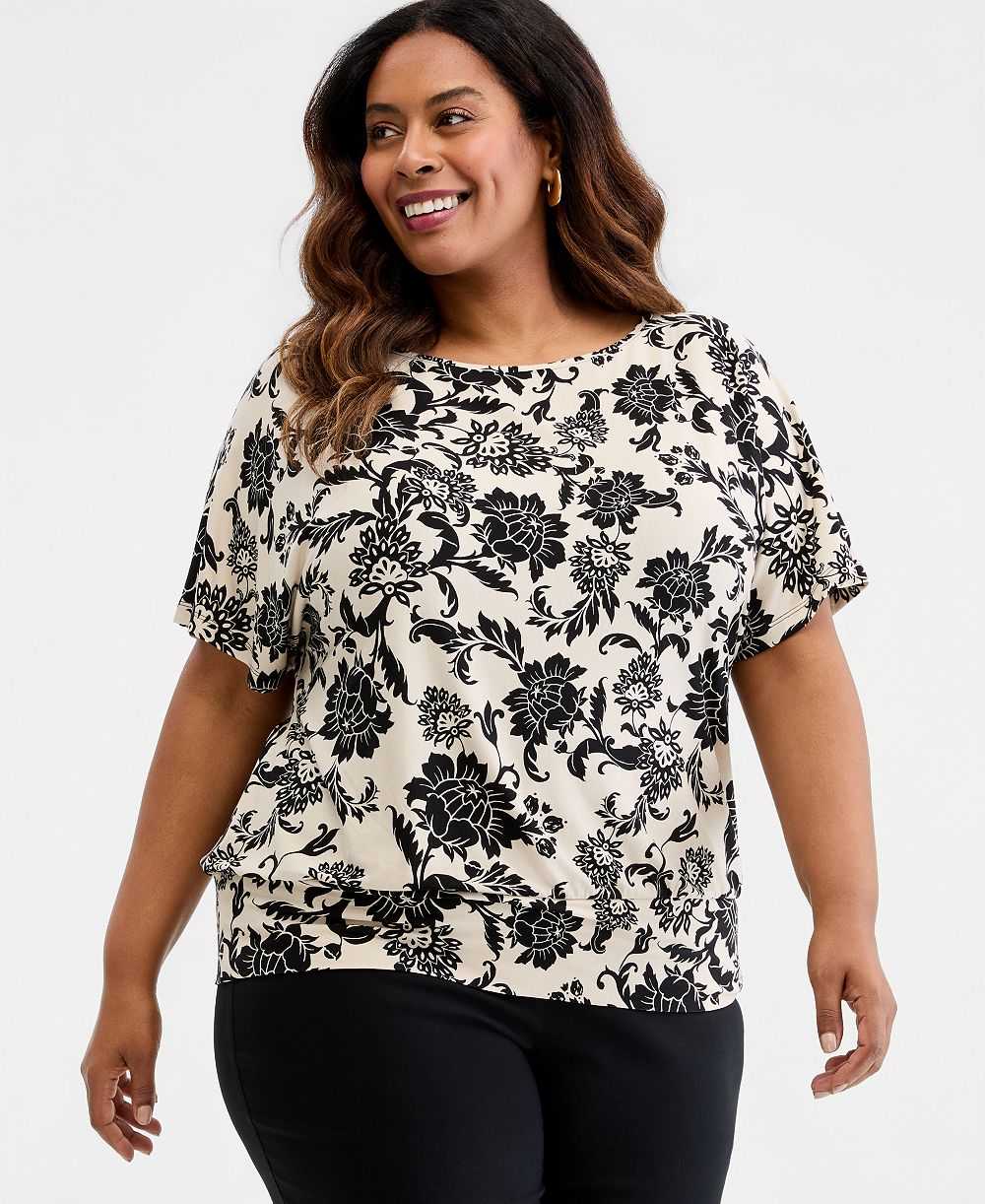 Женский топ JM Collection Plus Size Bianca Floral Scroll с узором