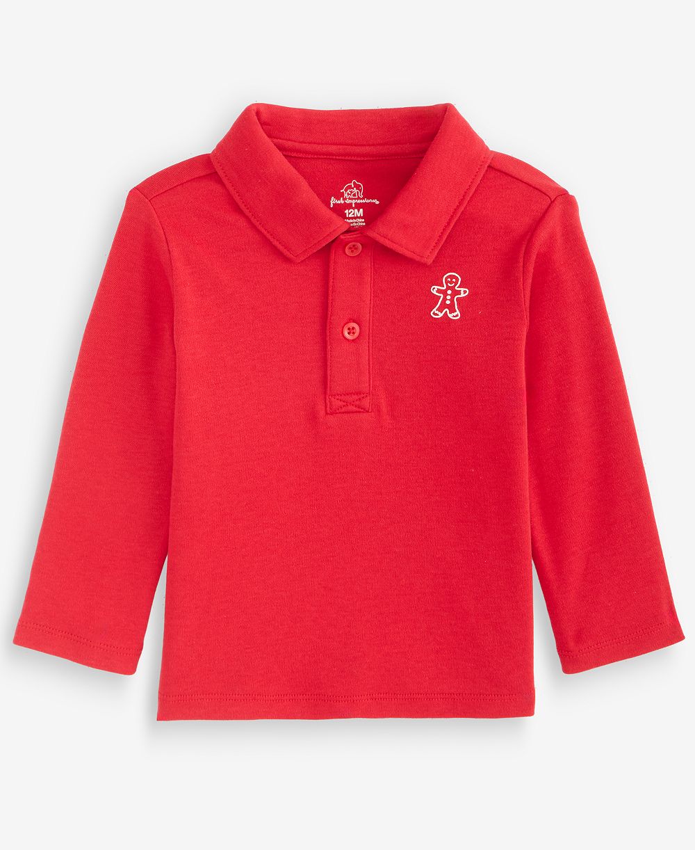 Детский поло-футболка First Impressions 3M-24M Mix & Match Long-Sleeve Gingerbread