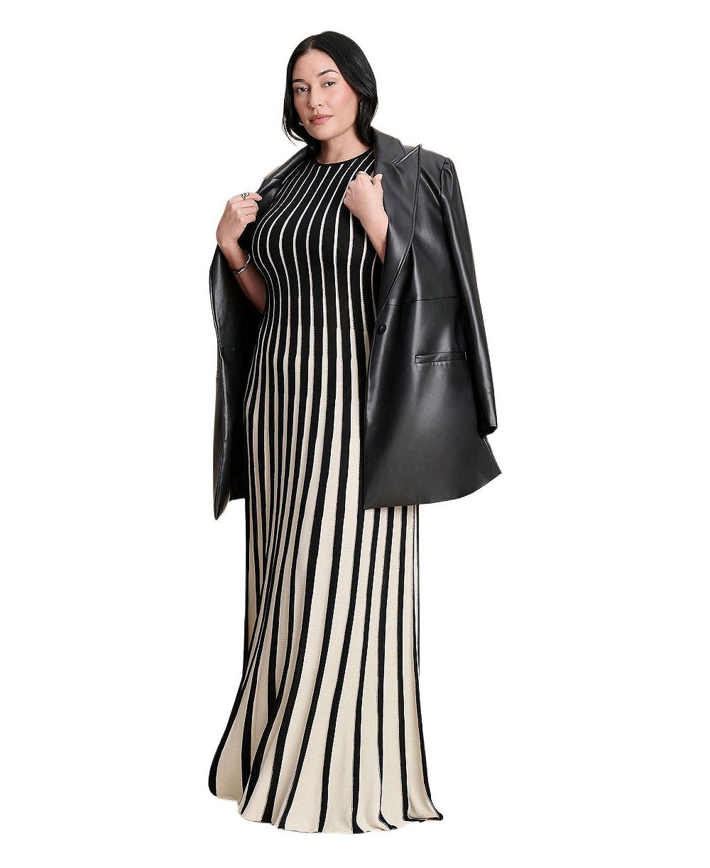 ELOQUII Women's Two Tone Sweater Dress