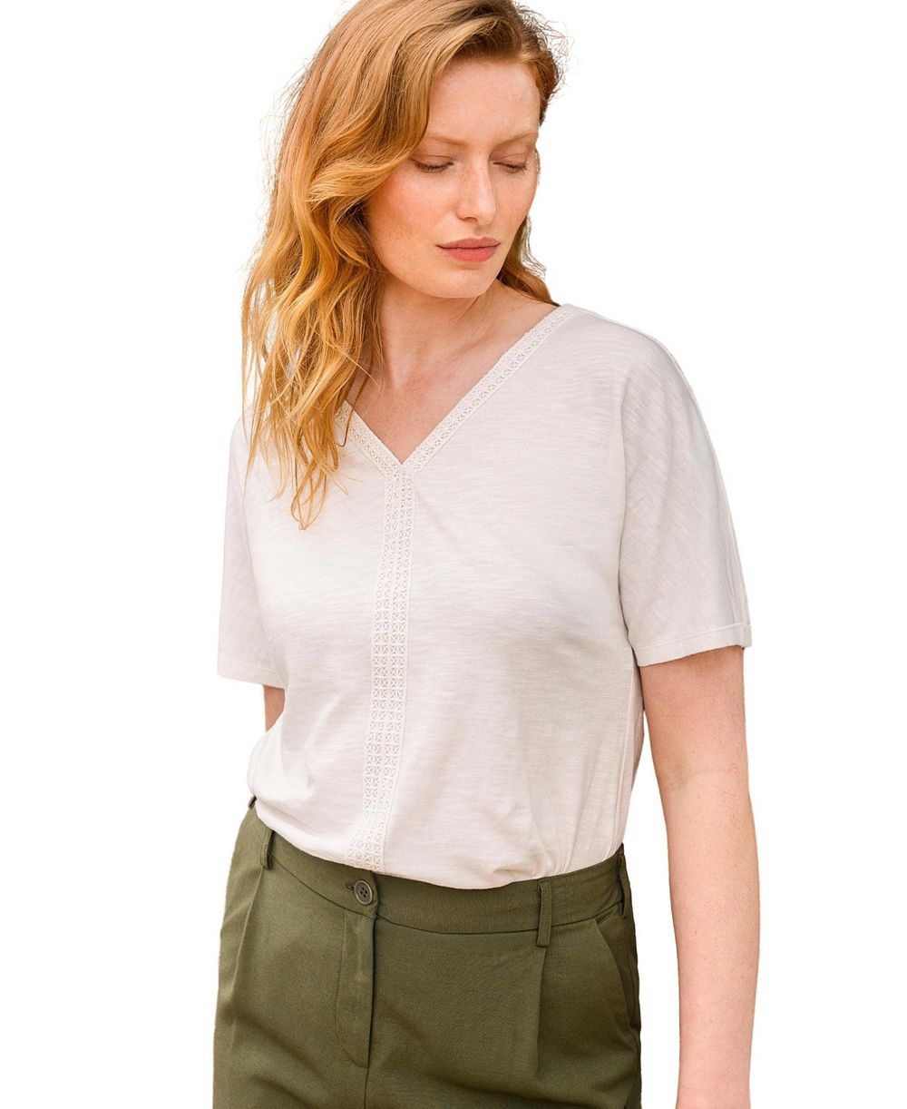 Celtic & Co. женский топ из трикотажа Slub Jersey с V-образным вырезом