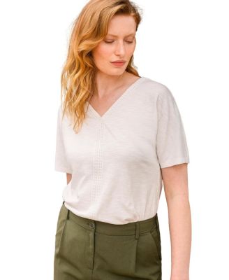 Celtic & Co. Women's Slub Jersey V-Neck Trim Top