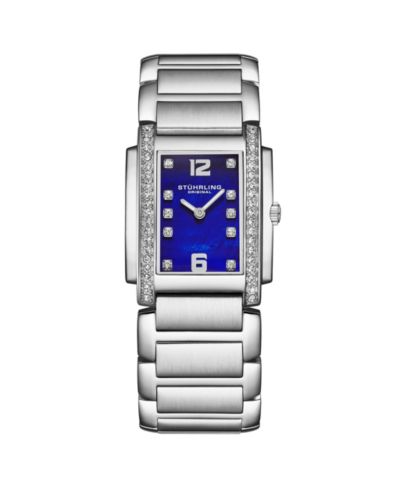 Stuhrling Women s 4089.2 Serafine Rectangular Quartz Watch, Mother-of-Pearl Dial & Swarovski Crystal Bezel