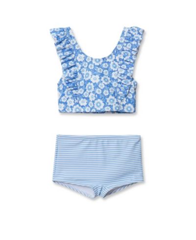 Lands' End Girl Child Chlorine Resistant Ruffle Tankini Swimsuit Set