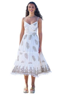 Женское летнее миди-платье Yumi Women's Foil Print Lace Trim Midi Sun Dress