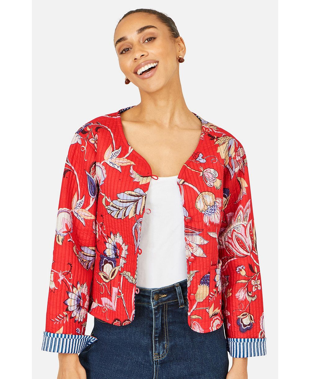 Женский стеганый куртки Yumi Boho Cotton Reversible Quilted Jacket