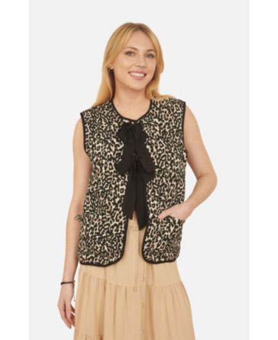 Жилет Yumi Women's с бантом и леопардовым принтом, без рукавов