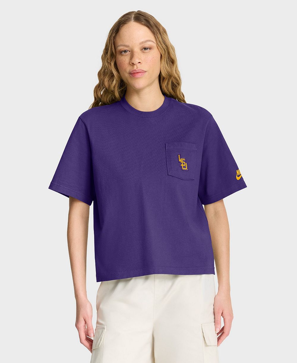 Nike женская фиолетовая футболка с карманом LSU Tigers Legacy