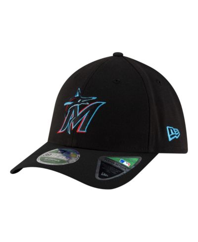 New Era Men's Black Miami Marlins Player Replica 39THIRTY M-Crown Flex Hat