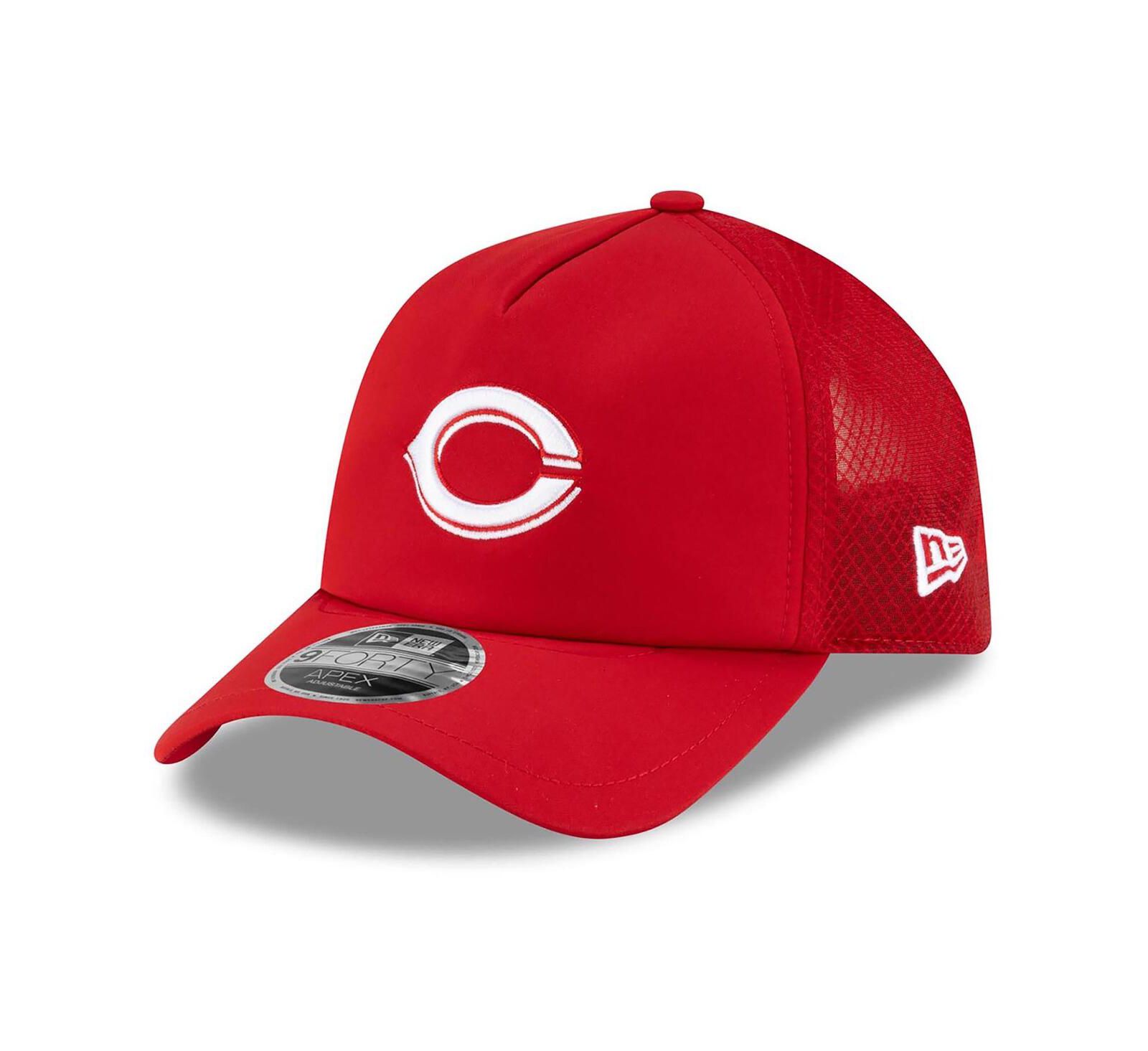 Мужская кепка-тракер New Era Cincinnati Reds 2026 Batting Practice Apex 9FORTY, красная, регулируемая