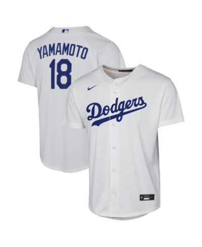 Nike Big Boys and Girls Yoshinobu Yamamoto White Los Angeles Dodgers Baseline Jersey
