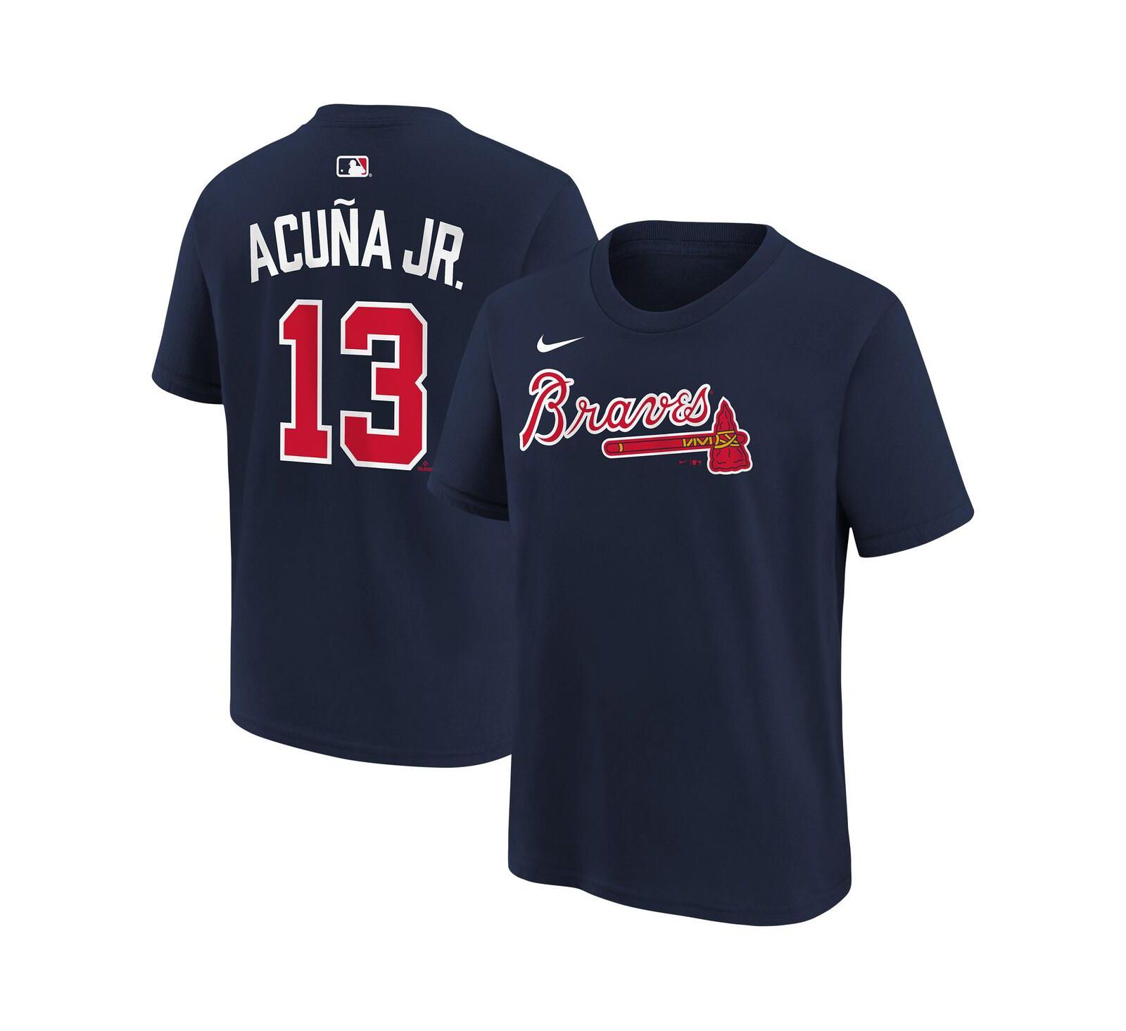 Nike футболка Nike Ronald Acuña Jr. Navy Atlanta Braves для мальчиков и девочек