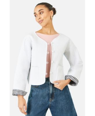Yumi Women's Reversible Cotton Quilted Cropped Jacket