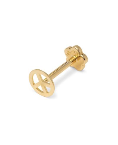Серьга-гвоздик Curata Jewelry Solid 14k Gold 18G 5mm Peace Sign Labret Cartilage Stud Piercing Body Piercing Stud