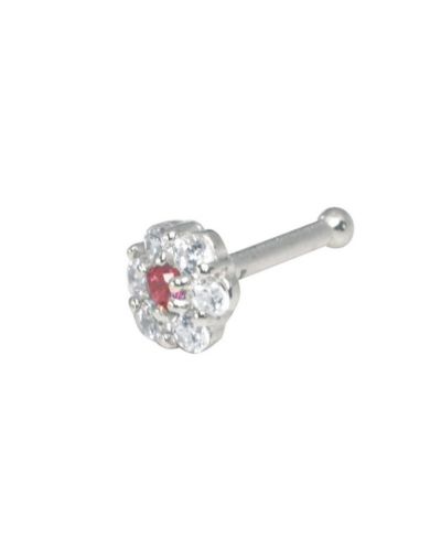 Серьга в нос Curata Jewelry Red Flower Cubic Zirconia в 14k Yellow or White Gold