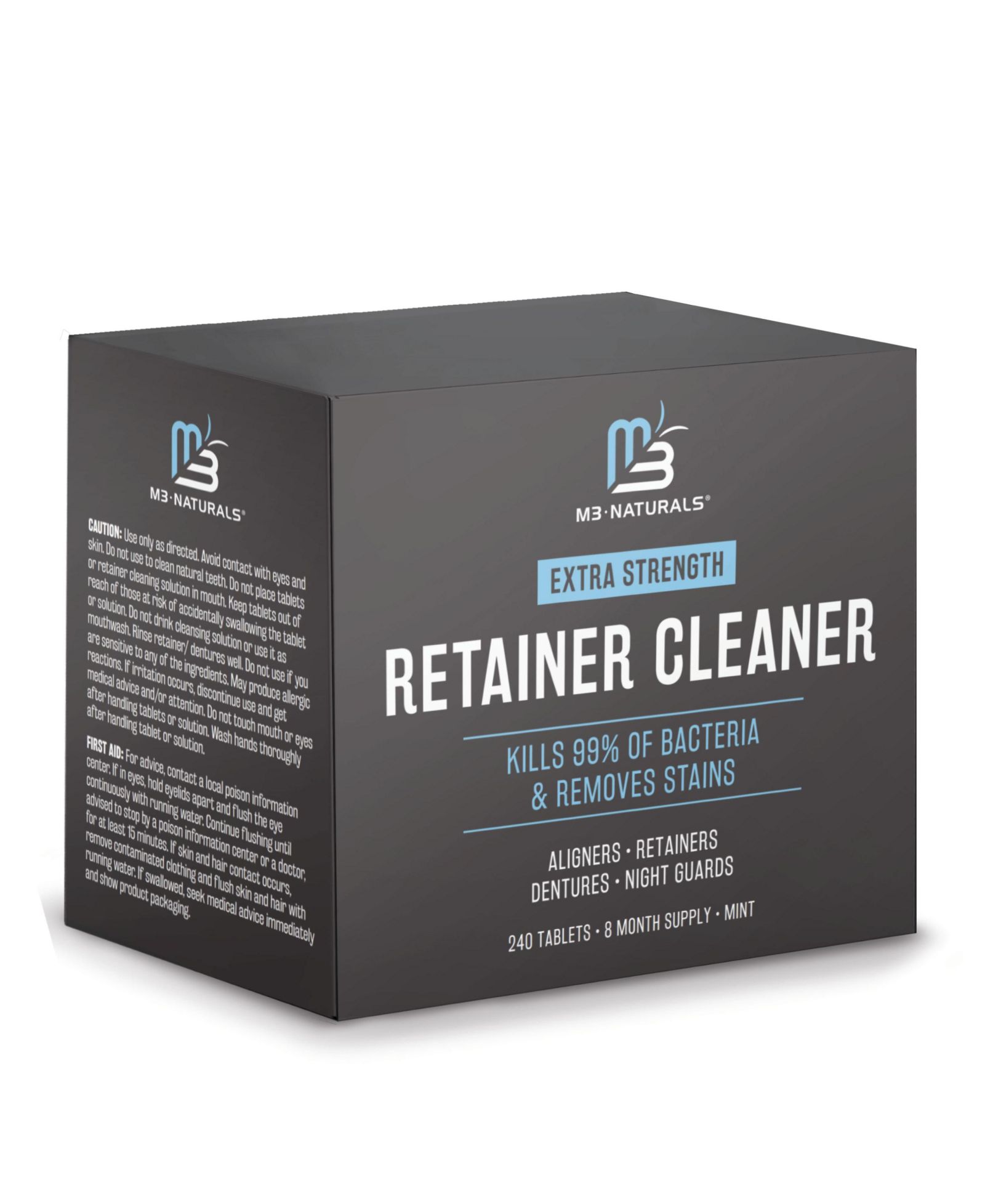 M3 Naturals Retainer & Denture Cleansing Tablets | Removes Odor, Stains & Buildup | 240 Ct