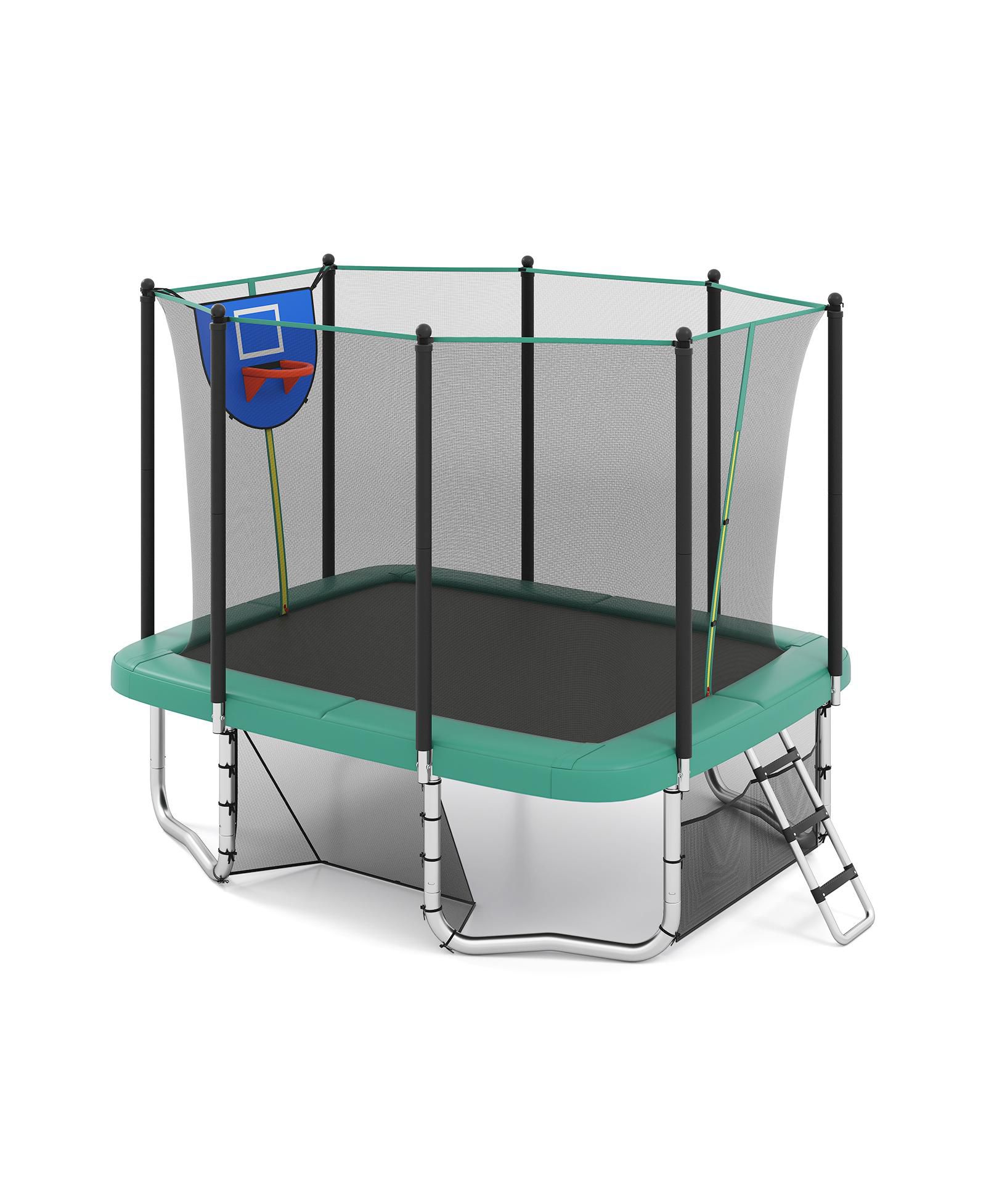 Уличный прямоугольный батут Slickblue 10x8 FT с баскетбольным кольцом
