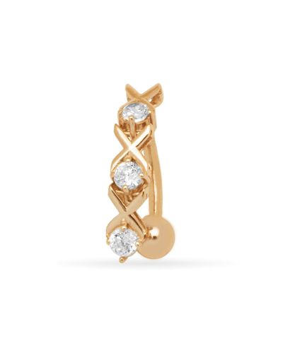 Curata Jewelry Solid 14k  Gold Xo Cubic Zirconia Top Mount Belly Button Ring Dangle (4mm X 20mm) Body Piercing Ring
