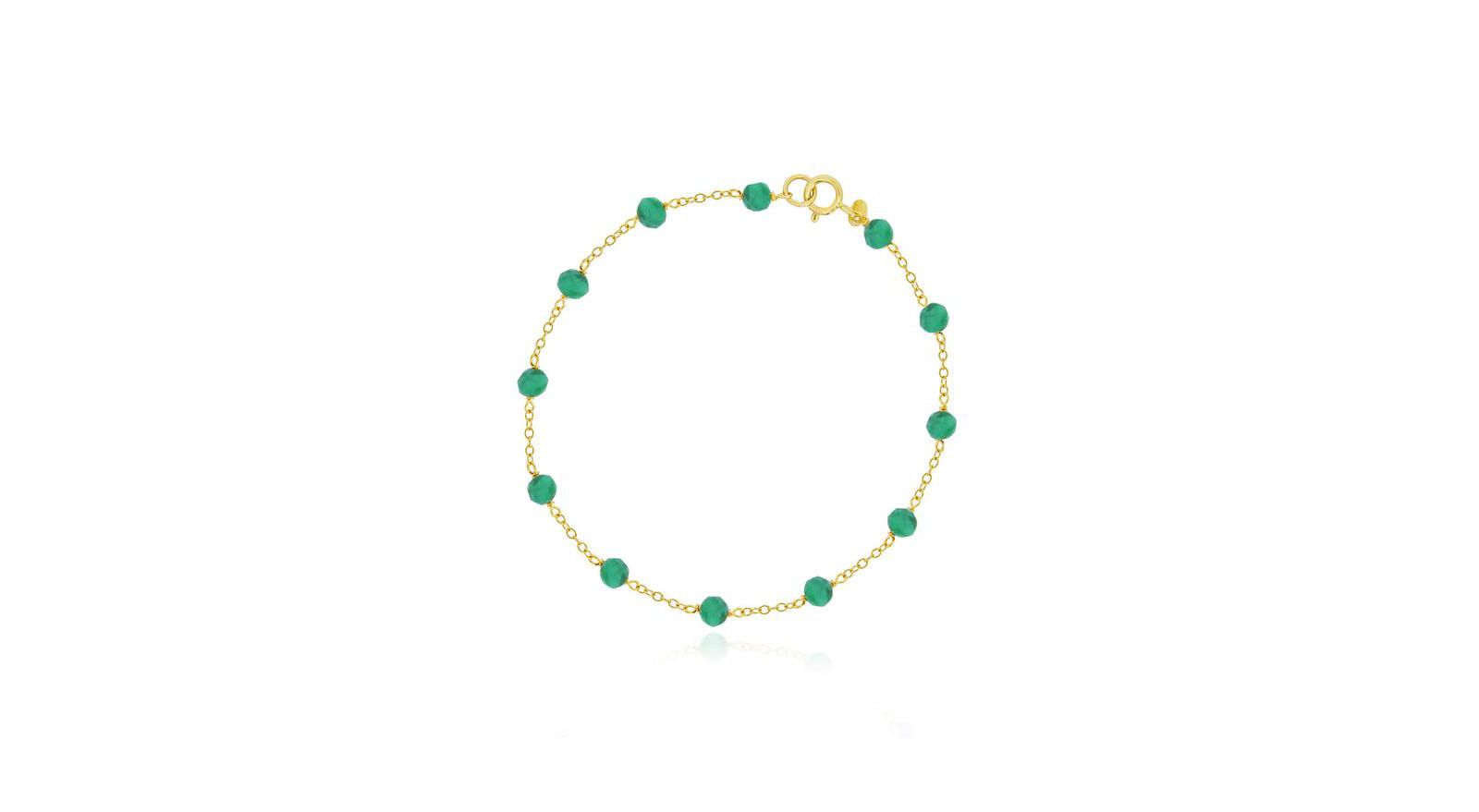 The Lovery Emerald Bead Chain Bracelet 14K