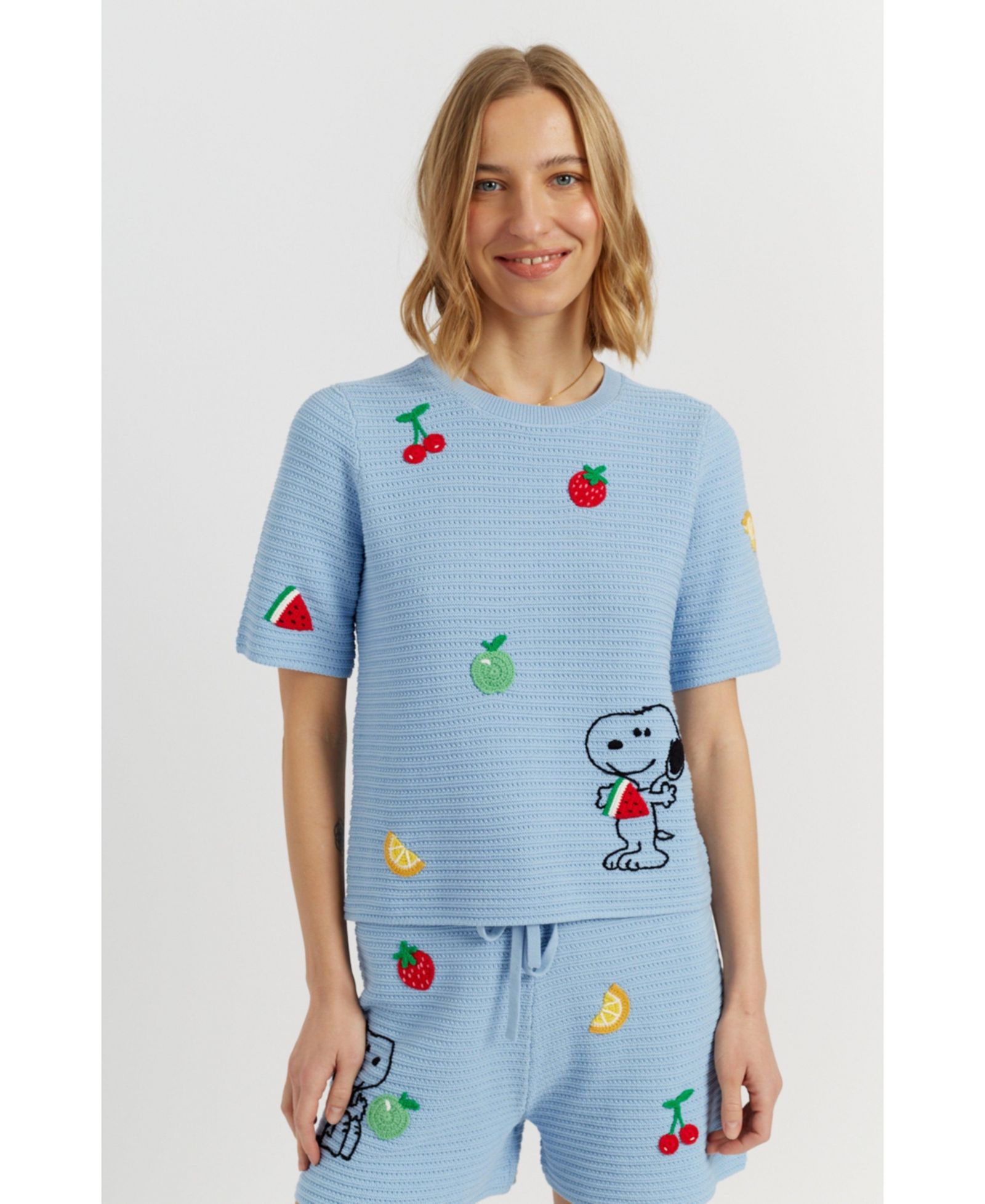 Женская хлопковая футболка Chinti & Parker Snoopy с вязаным узором