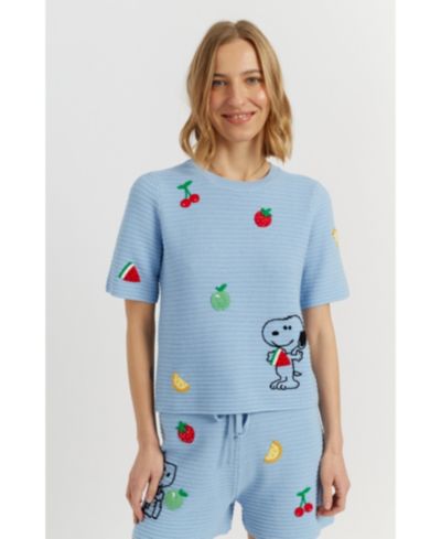 Женская хлопковая футболка Chinti & Parker Snoopy с вязаным узором
