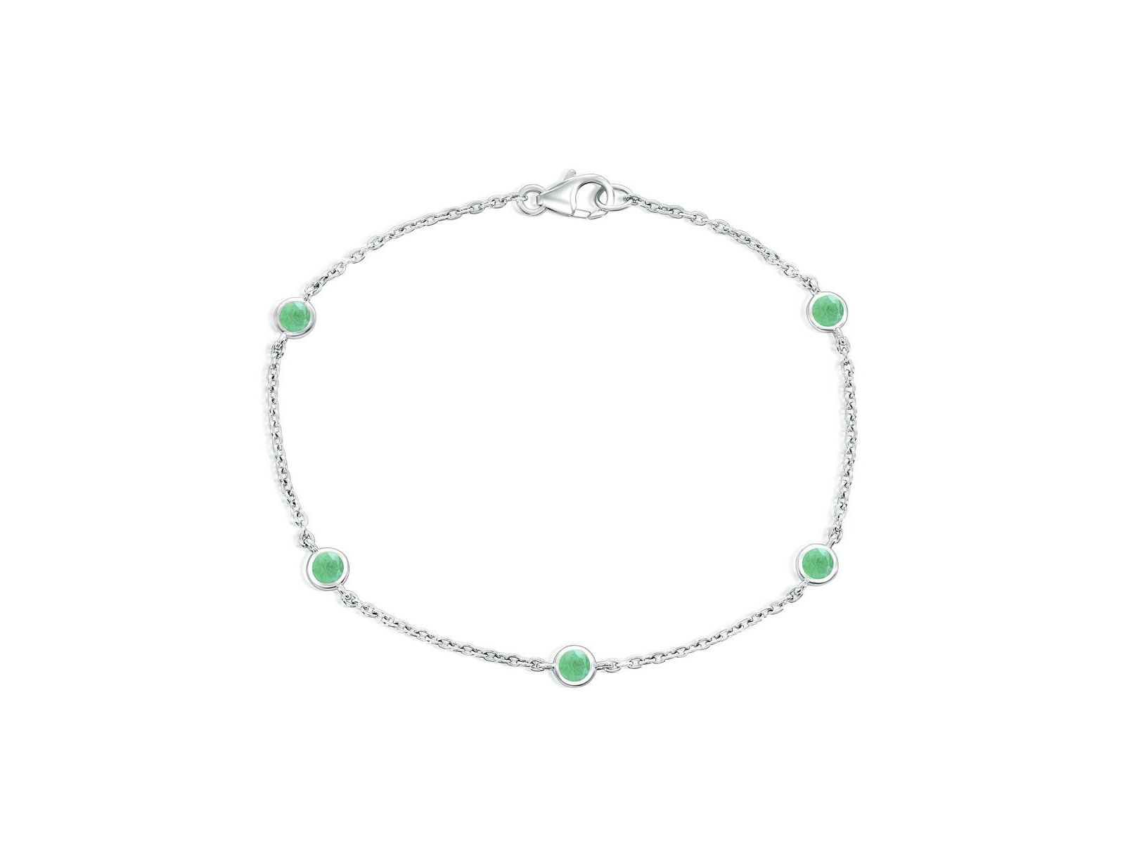 Simona Sterling Silver, Round Bezel-Set Gemstone By The Yard Birthstone Bracelet
