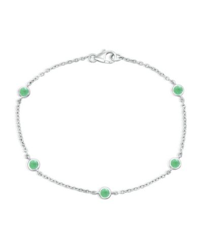 Simona Sterling Silver, Round Bezel-Set Gemstone By The Yard Birthstone Bracelet